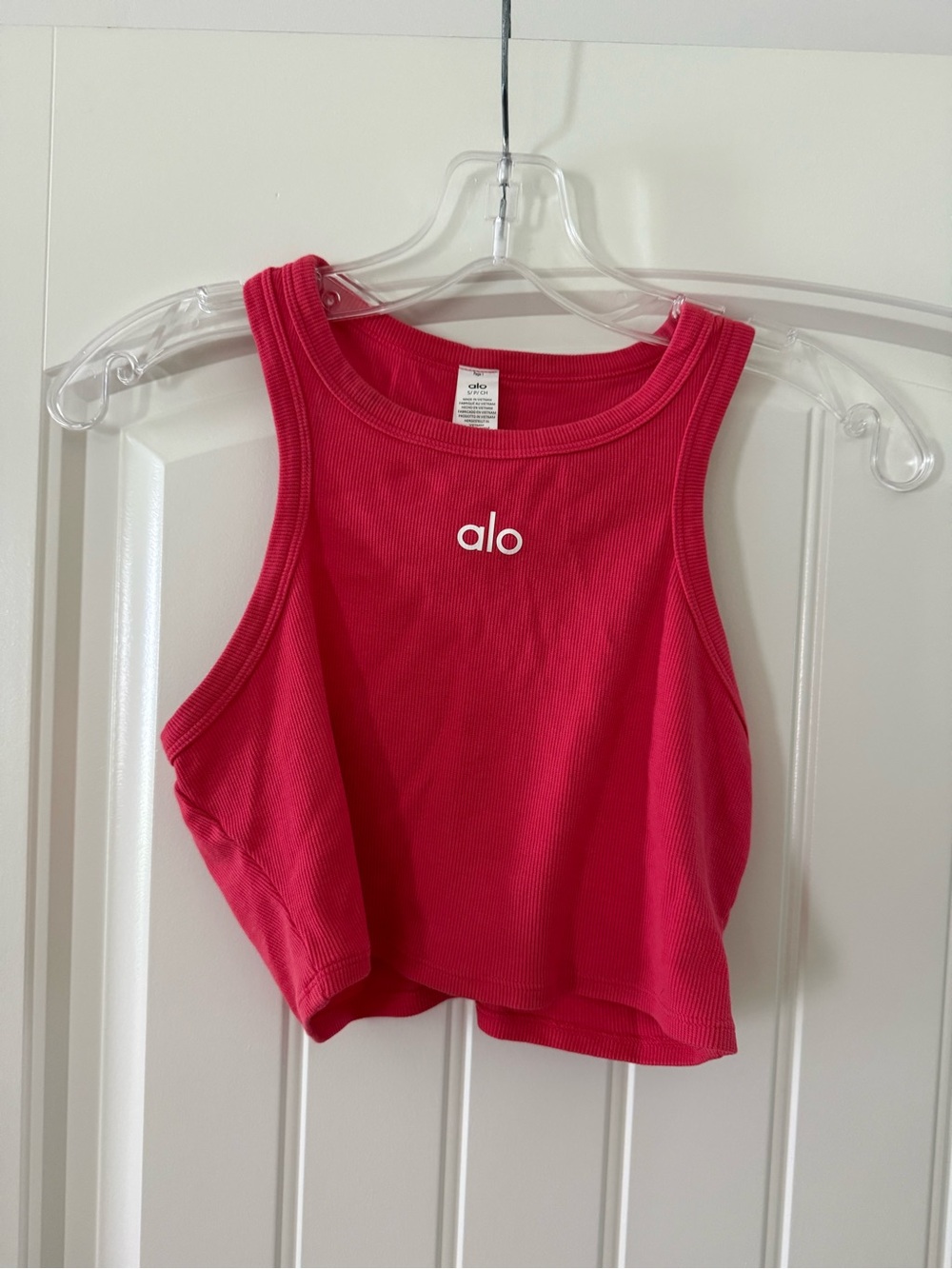 ALO Yoga Hot Pink Ribbed Crop Tank Top